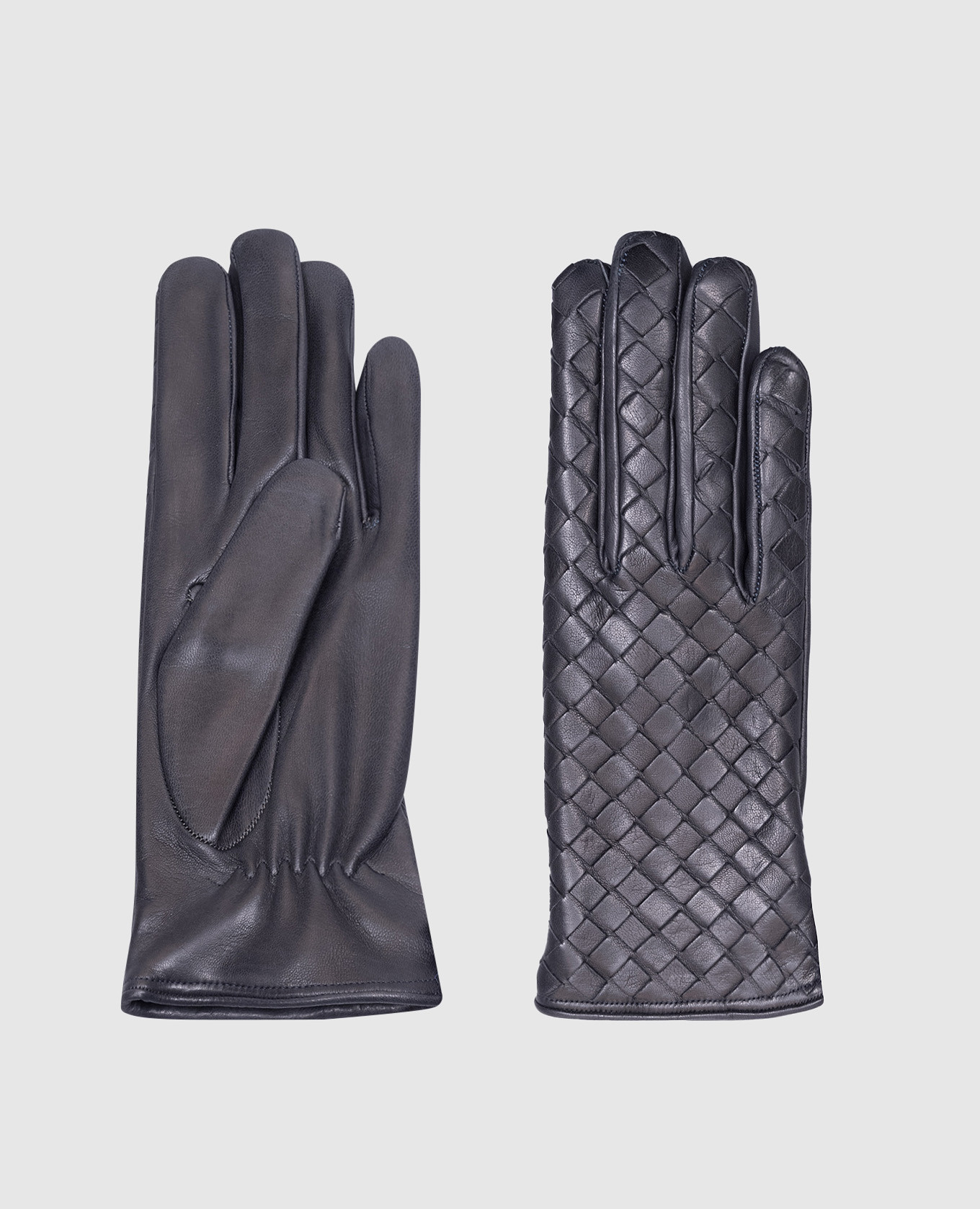 

Gray leather gloves with weaving Sermoneta Gloves, Grey