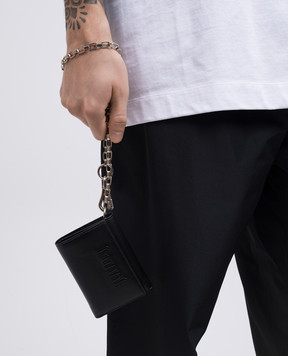 Juun.j Black leather wallet with textured logo JC518ZP025