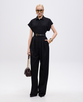 Saint Laurent Black polo with embroidered monogram logo 824091Y37HC