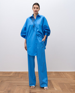 Ermanno Scervino Blue shirt with Richelieu embroidery D462K385BQP