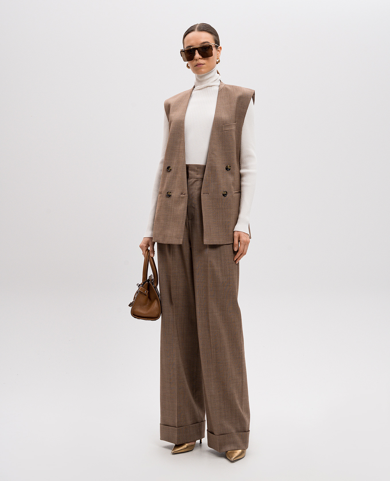 

Brown double-breasted vest with wool and linen Philosophy di Lorenzo Serafini