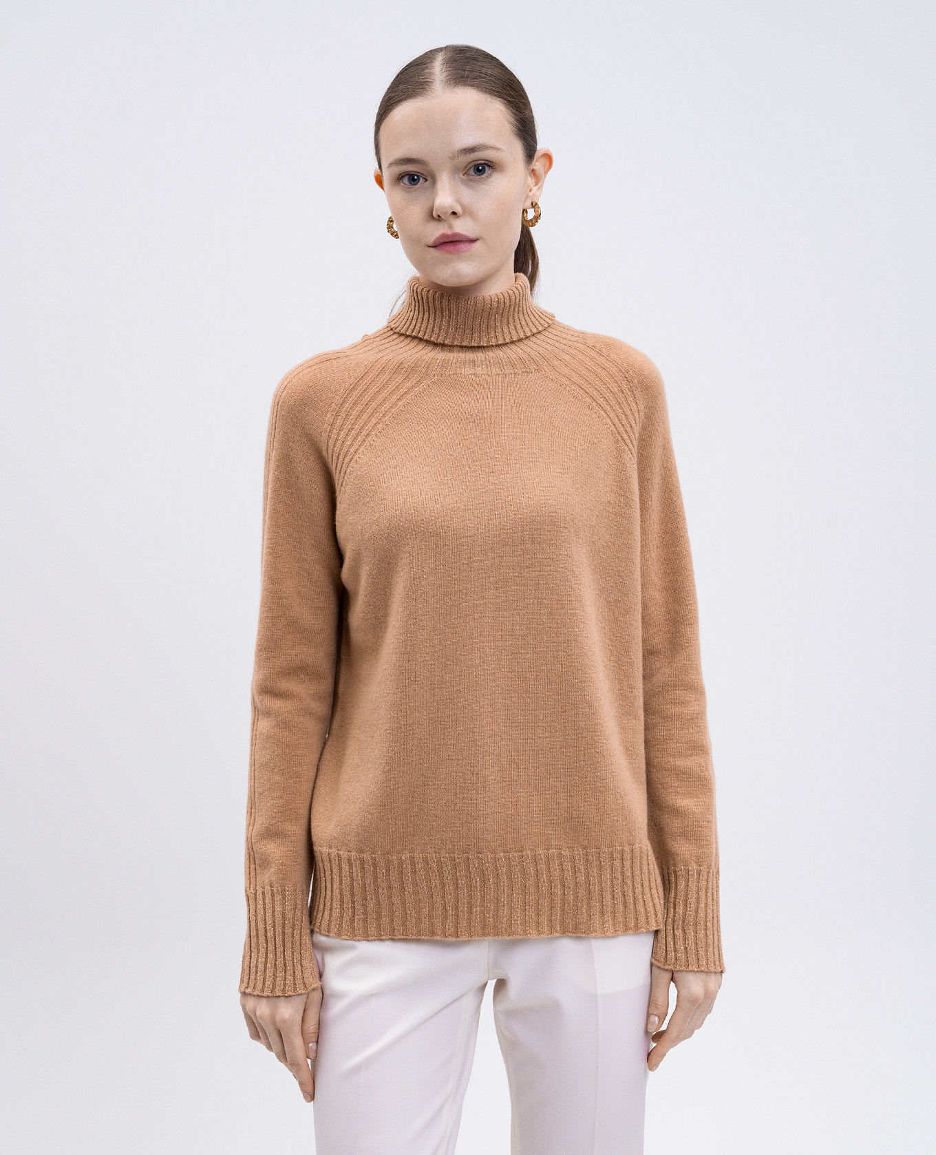 

Brown wool and cashmere sweater with lurex Twinset