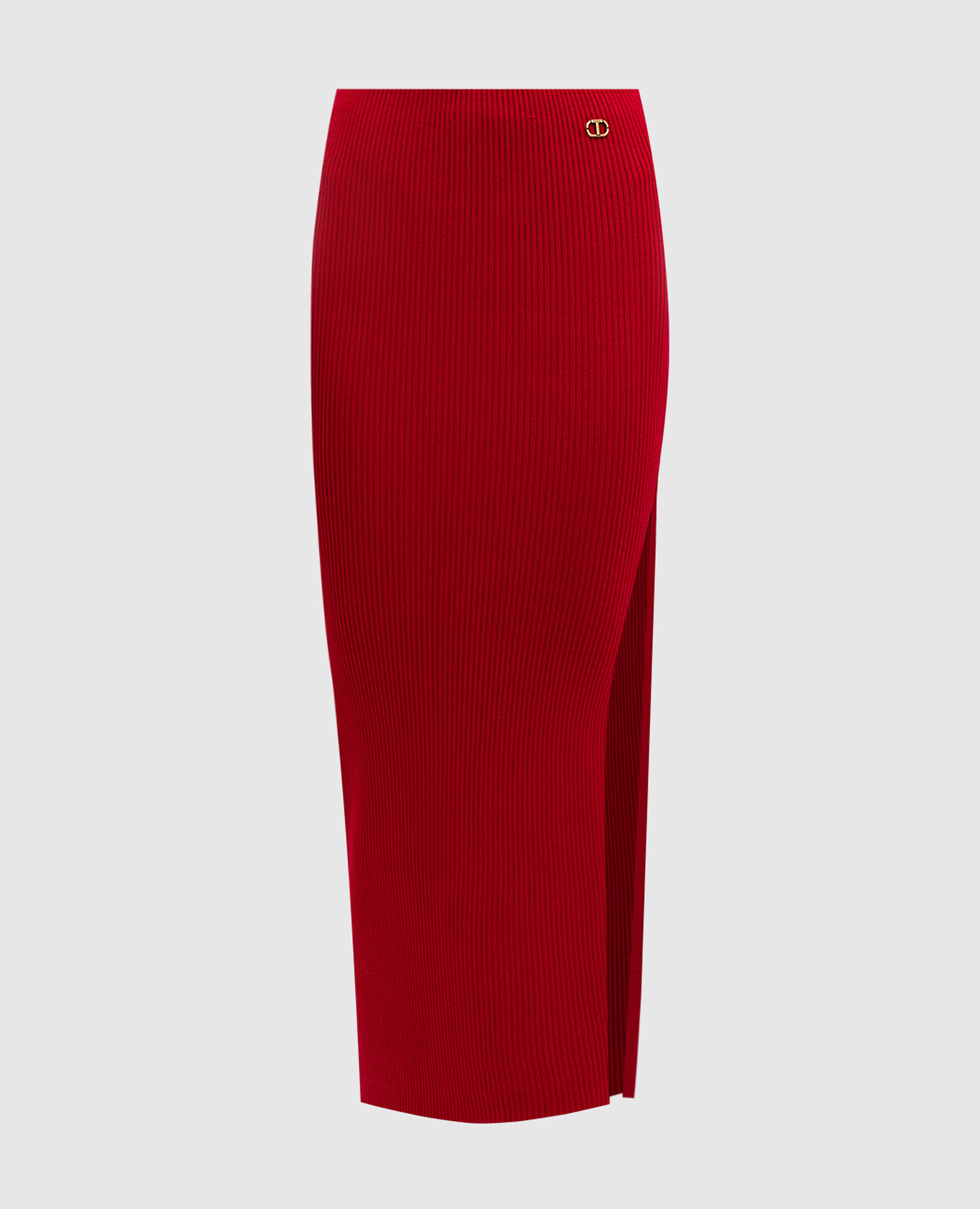 

Red ribbed skirt with metallic Oval T logo Twinset, Красный