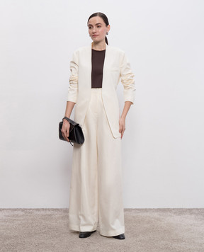 JOSEPH Beige Alanel palazzos with silk JF009128