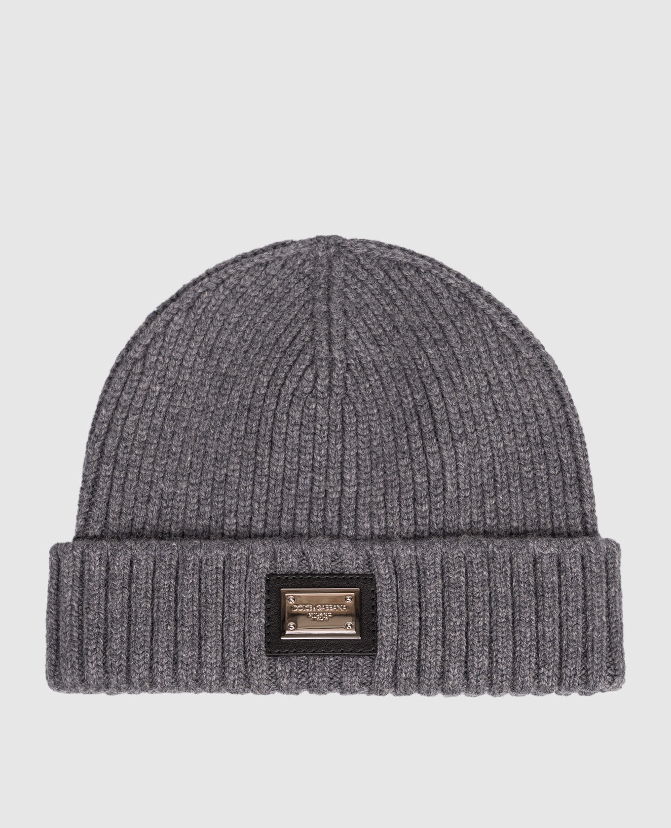 Children&#39;s gray wool and cashmere hat with logo Dolce&Gabbana