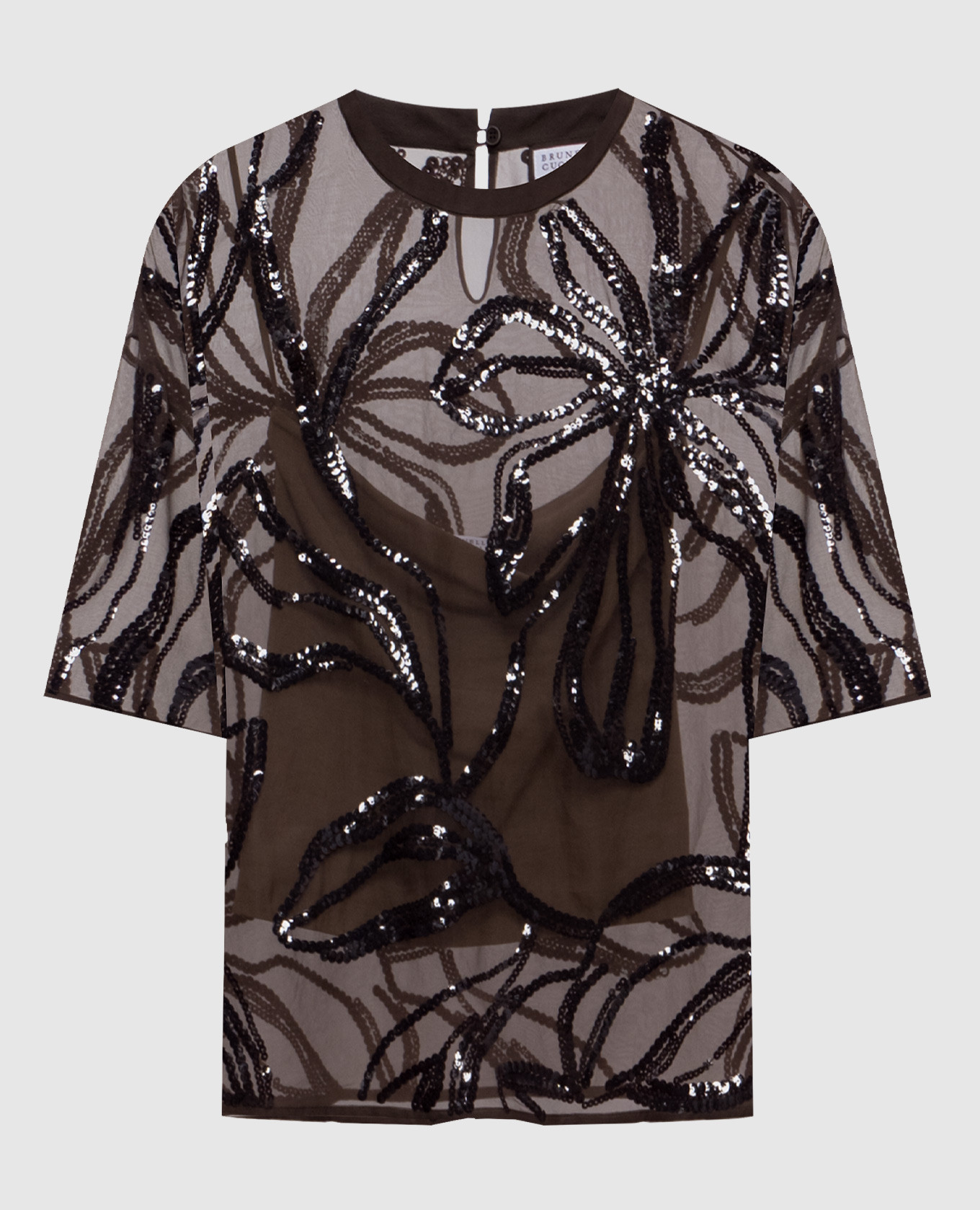 

Brown silk blouse with sequins Brunello Cucinelli