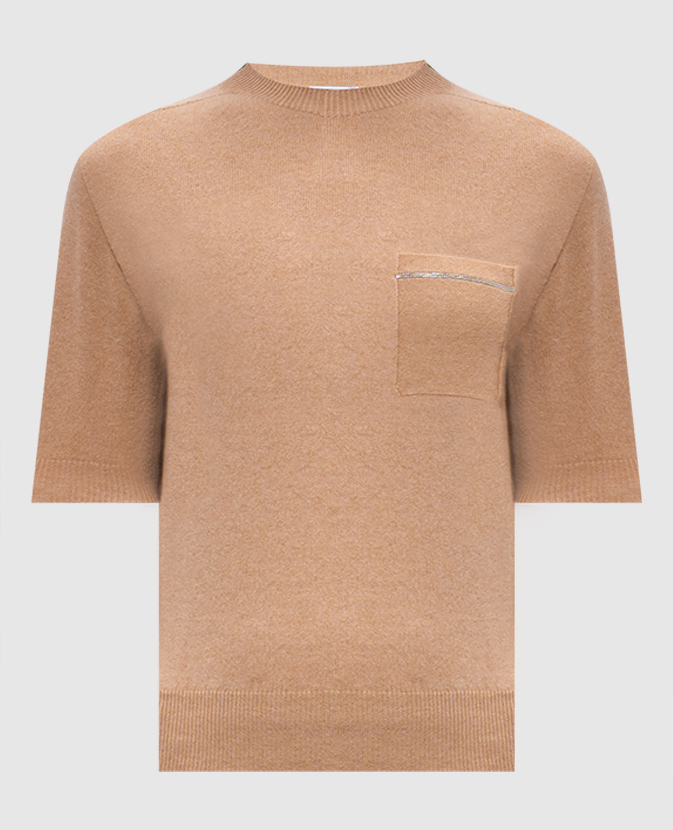 

Brown cashmere top with monil chain Peserico