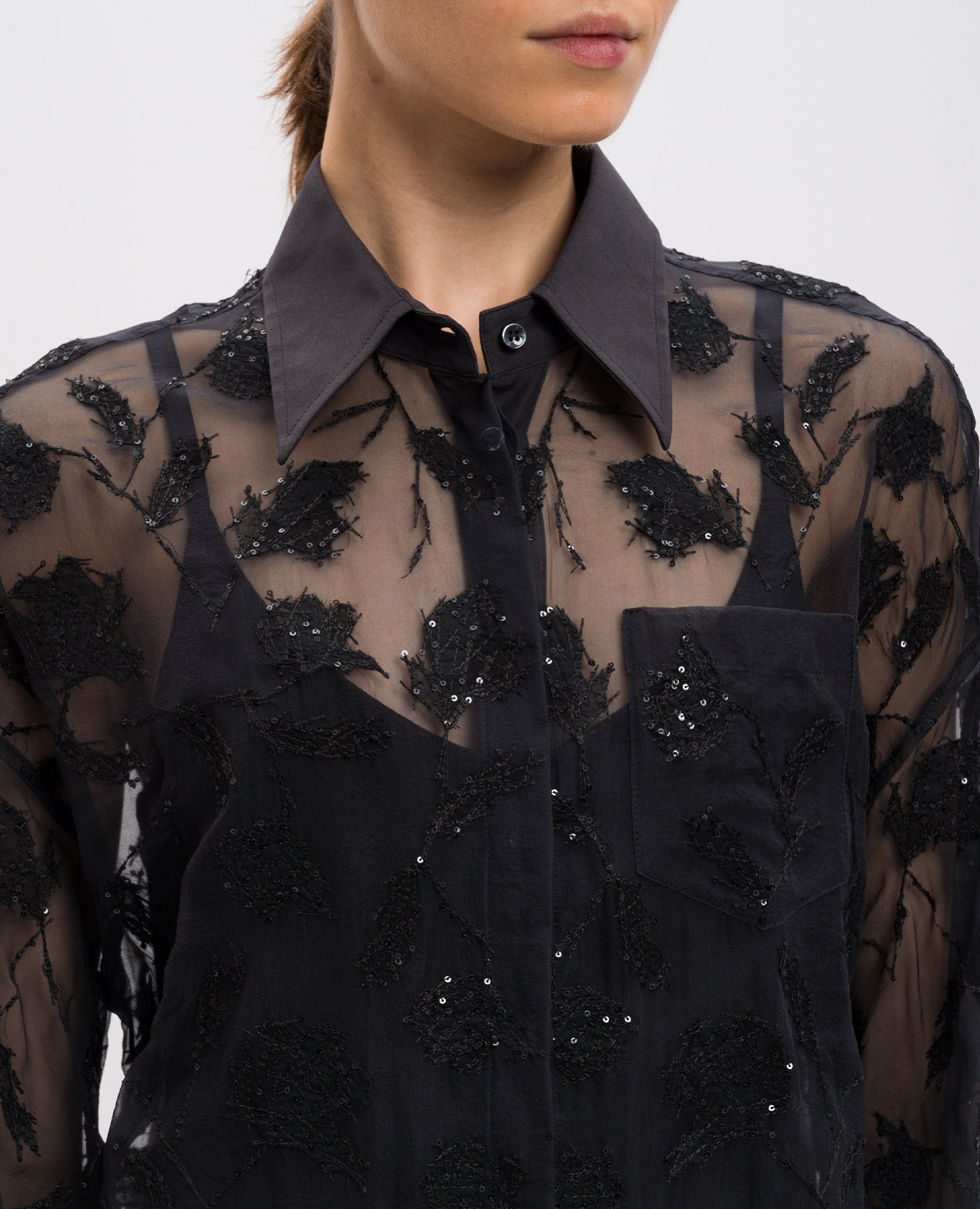 

Silk blouse with embroidery Brunello Cucinelli, Grey