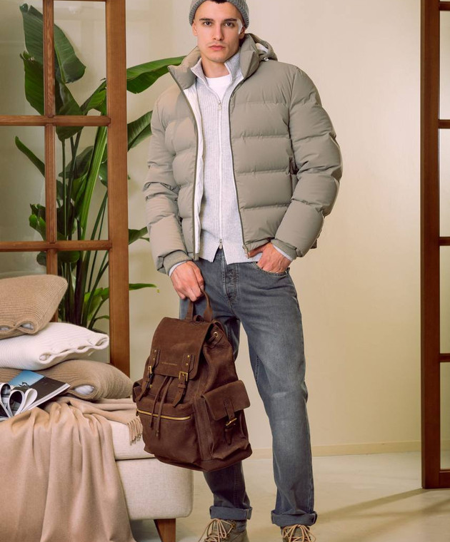 BRUNELLO CUCINELLI ダウンジャケット オリーブグレー　M BRUNELLO CUCINELLI - BRUNELLO CUCINELLI(ブルネロクチネリ) ダウン