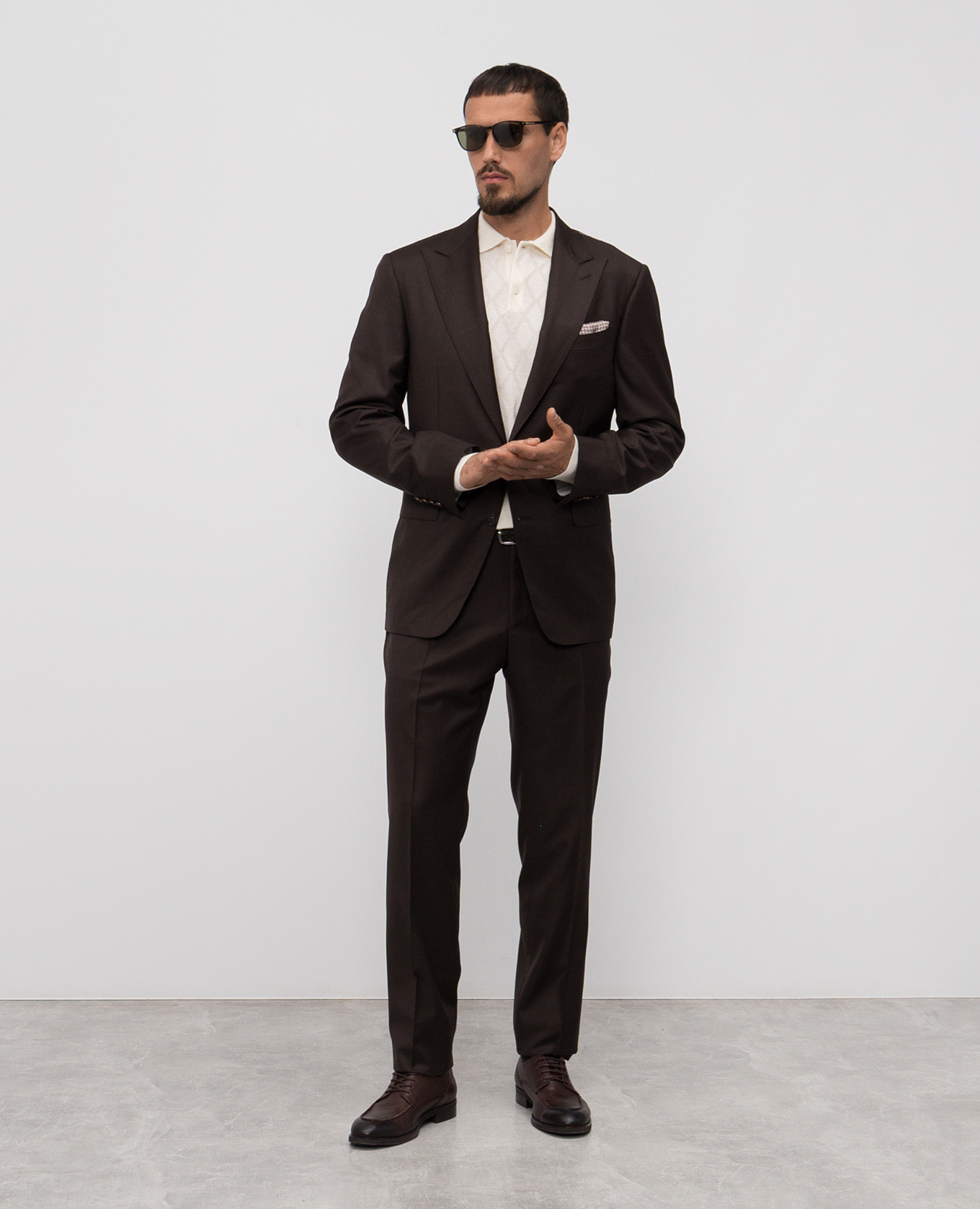 

Beige merino wool polo shirt with a pattern Canali