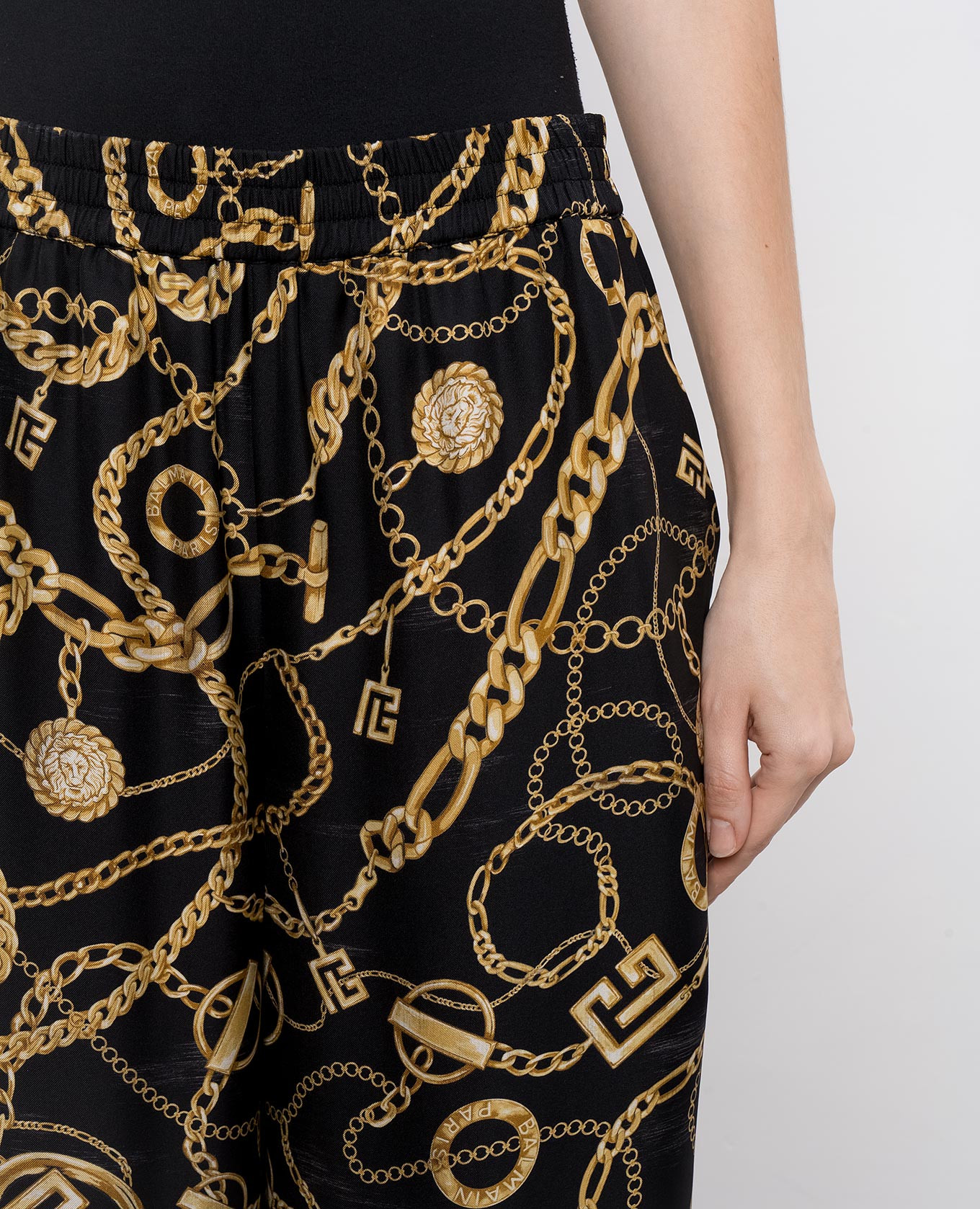 

Black printed silk pants Balmain