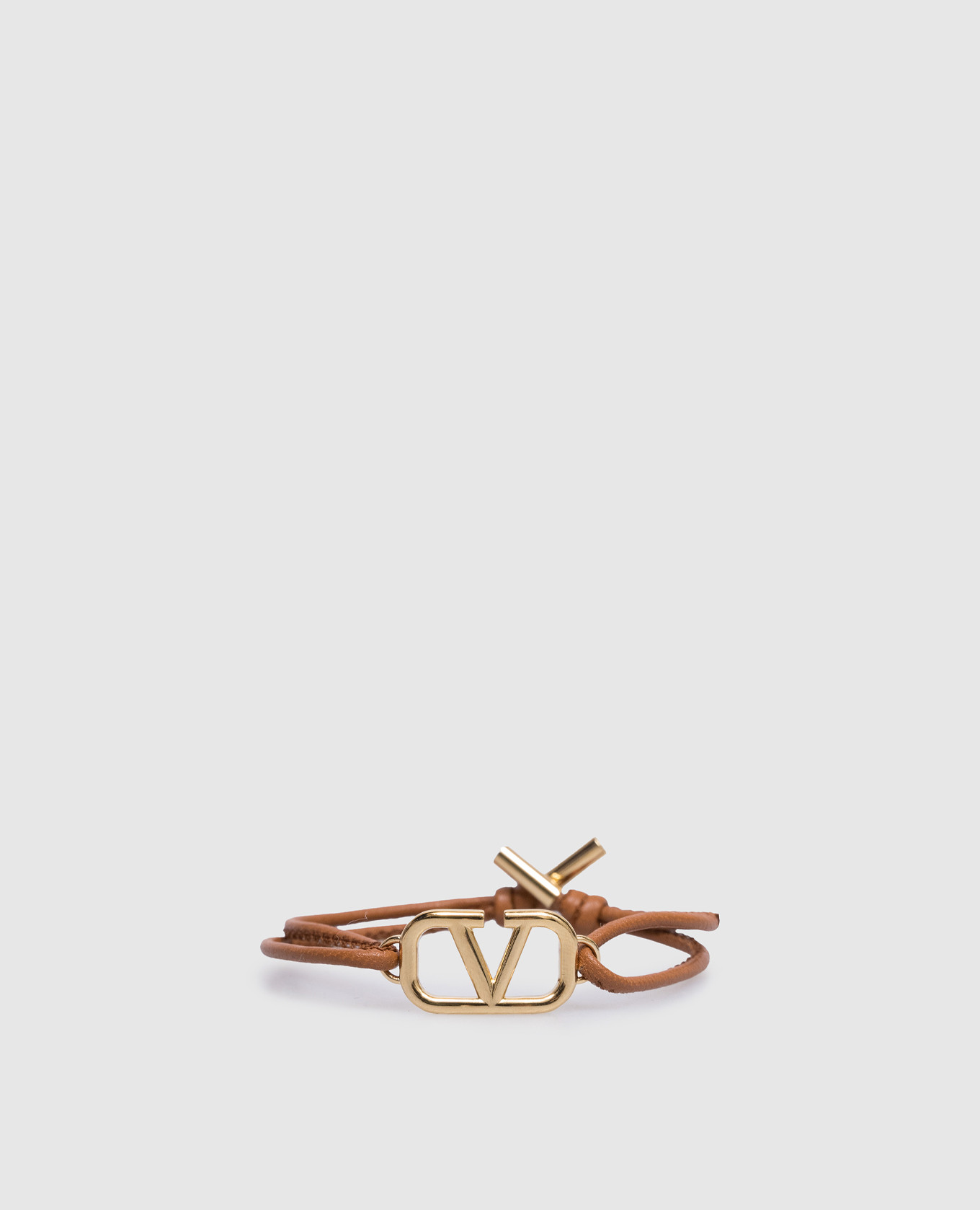 Vlogo signature knot brown leather bracelet valentino