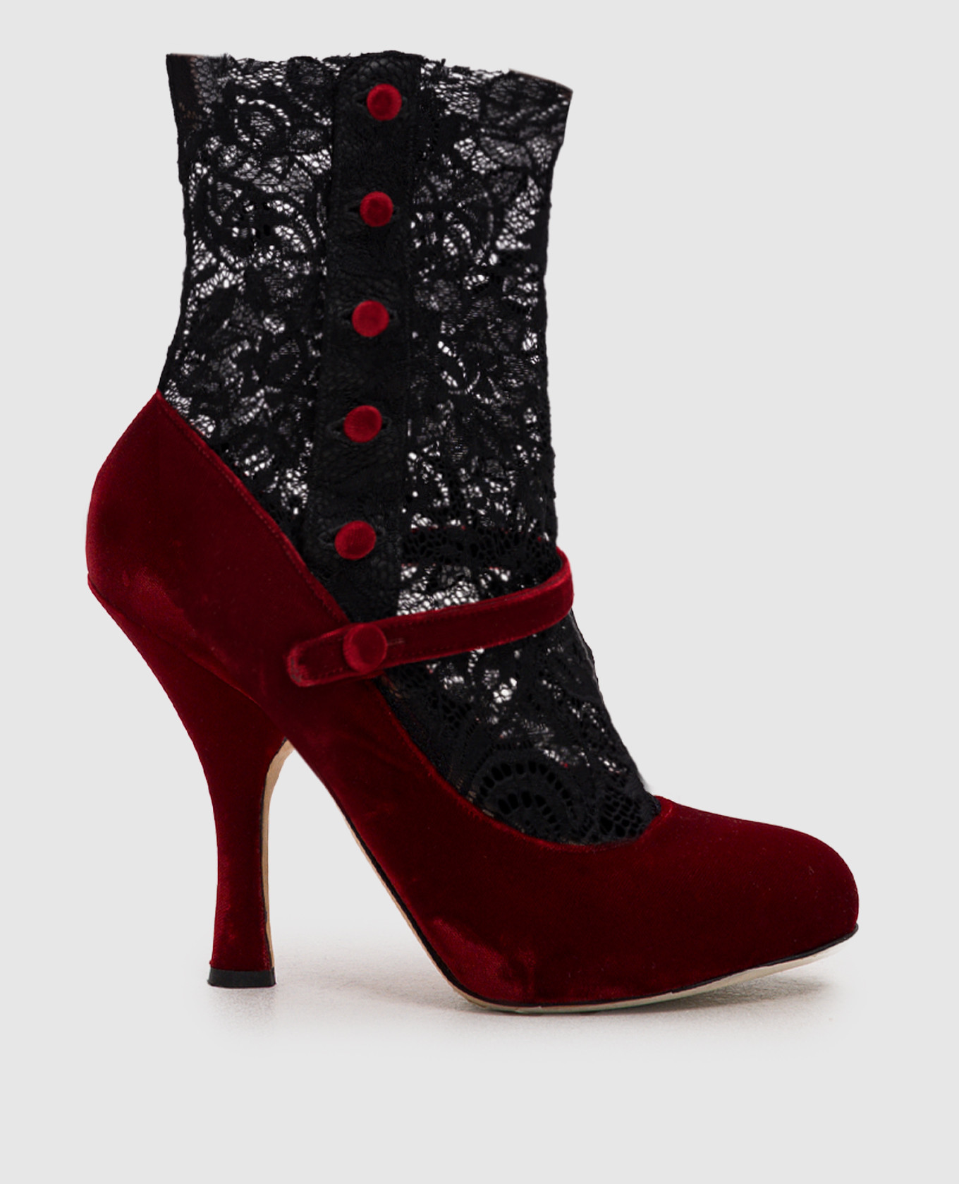 

Red velvet ankle boots with lace Dolce&Gabbana