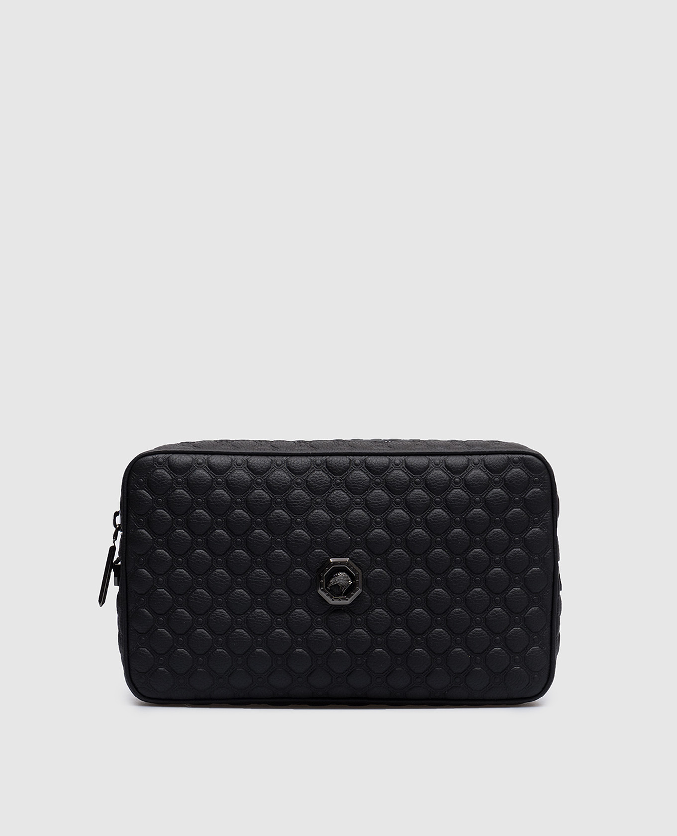 

Black ASIA embossed leather clutch with metal logo Stefano Ricci