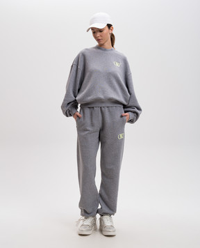 Off-White Gray melange sweatshirt with monogram logo embroidery OWBA075S25FLE004