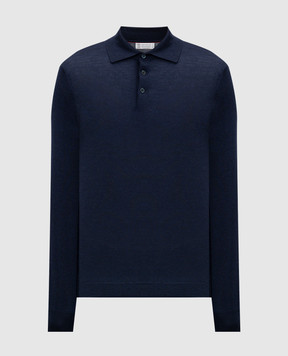 Brunello Cucinelli Blue wool and cashmere polo shirt M2400295