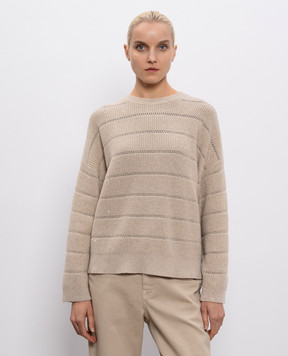 Brunello Cucinelli Beige cashmere and silk sweater MBM738200P