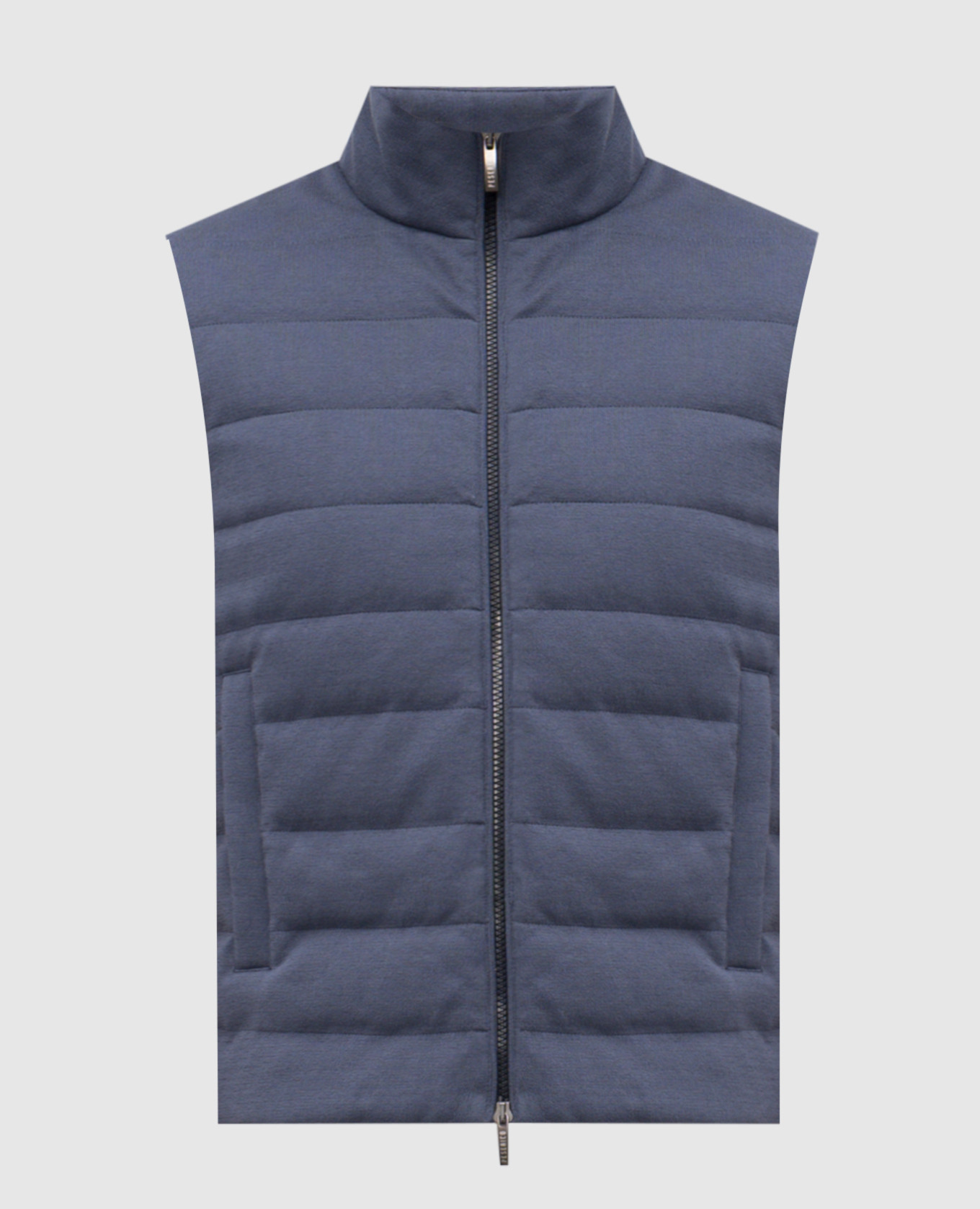 

Blue down vest with logo patch Peserico