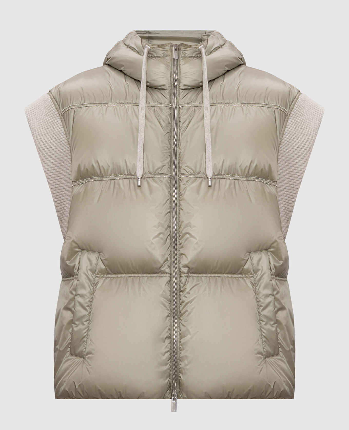 

Green down vest with monil chain Peserico
