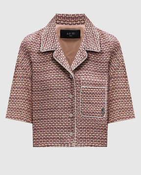 AMIRI Pink cropped tweed jacket with lurex AWSTCA1009
