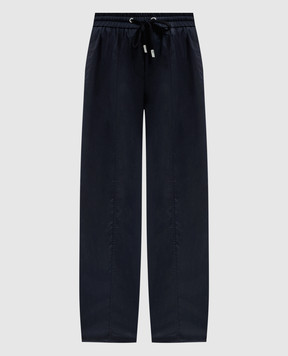 Peserico Blue wool trousers with logo A0464801979