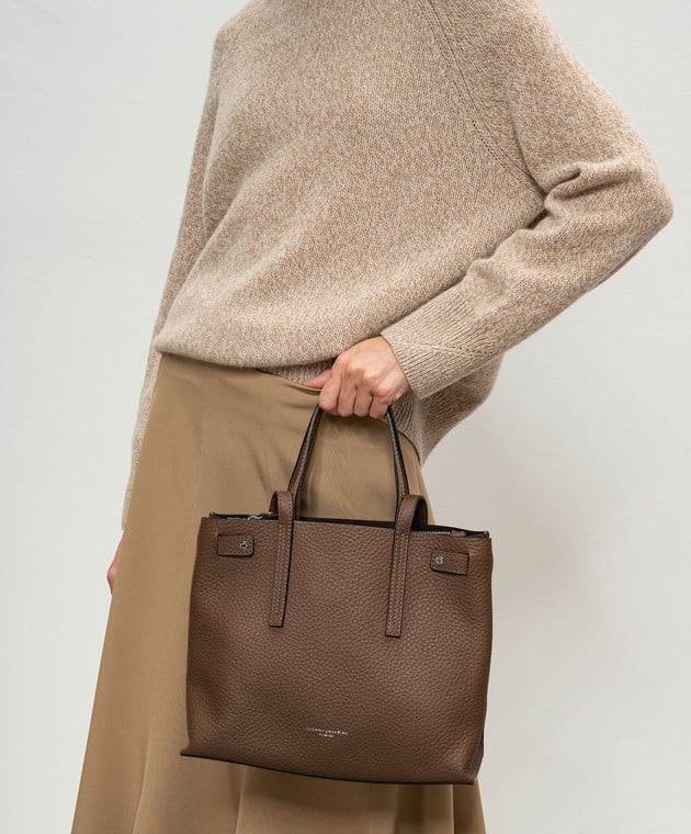 Gianni Chiarini - ALTEA brown leather bag with logo print