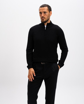 Cashmere&Whiskey Black jumper made of merino wool in a pattern CH077