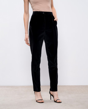Dolce&Gabbana Black velvet pants with stripes FTC71TFUVG7