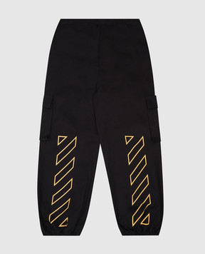 Off-White Kids' black joggers with logo print OBCF007S25FAB001