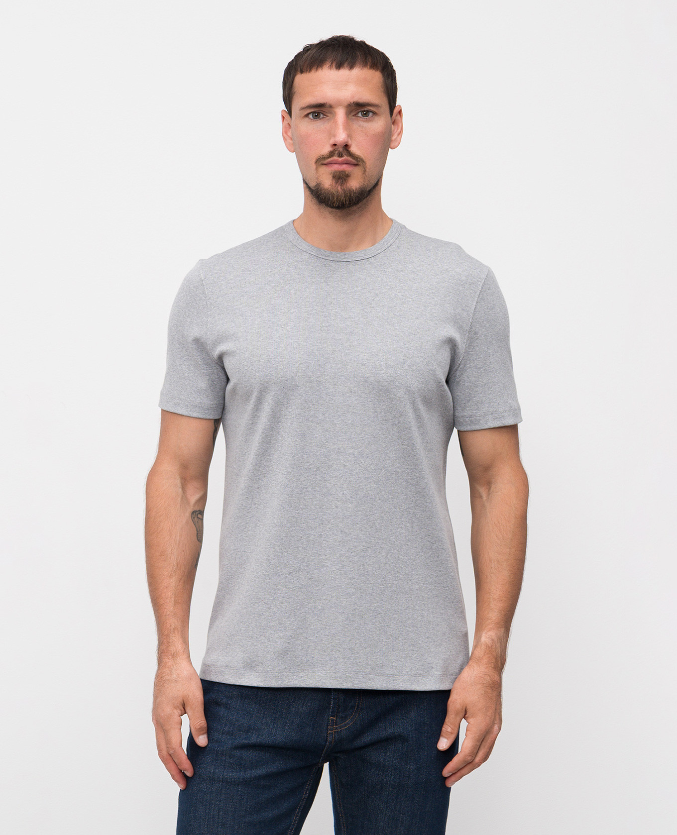 

Grey ribbed straight-cut T-shirt Brunello Cucinelli