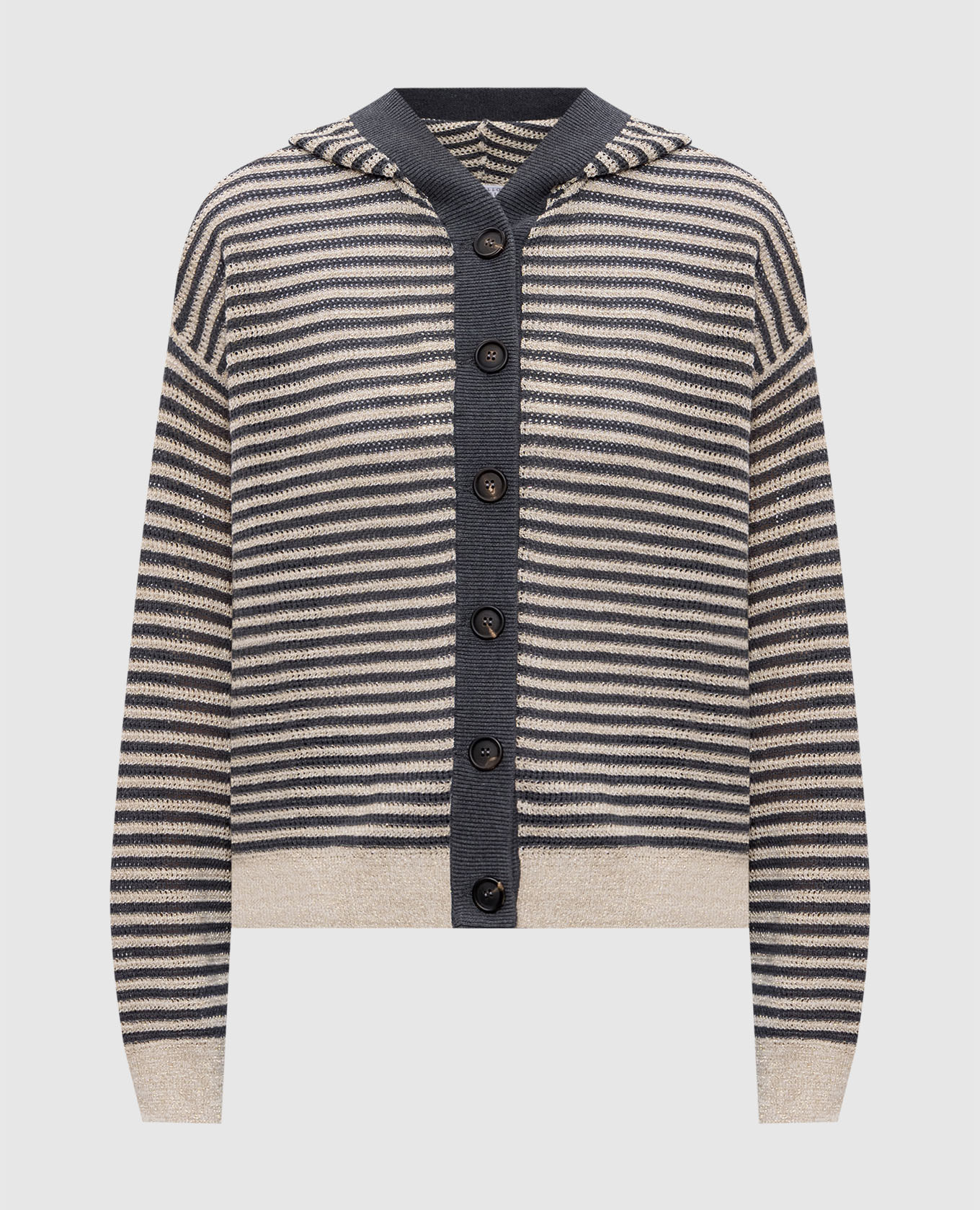 

Beige striped linen cardigan Brunello Cucinelli