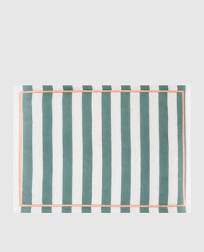 La DoubleJ A set of green striped linen table mats PMT0006LIN001RIV07