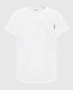 Brunello Cucinelli White T-shirt with a monil chain M0T81EH900