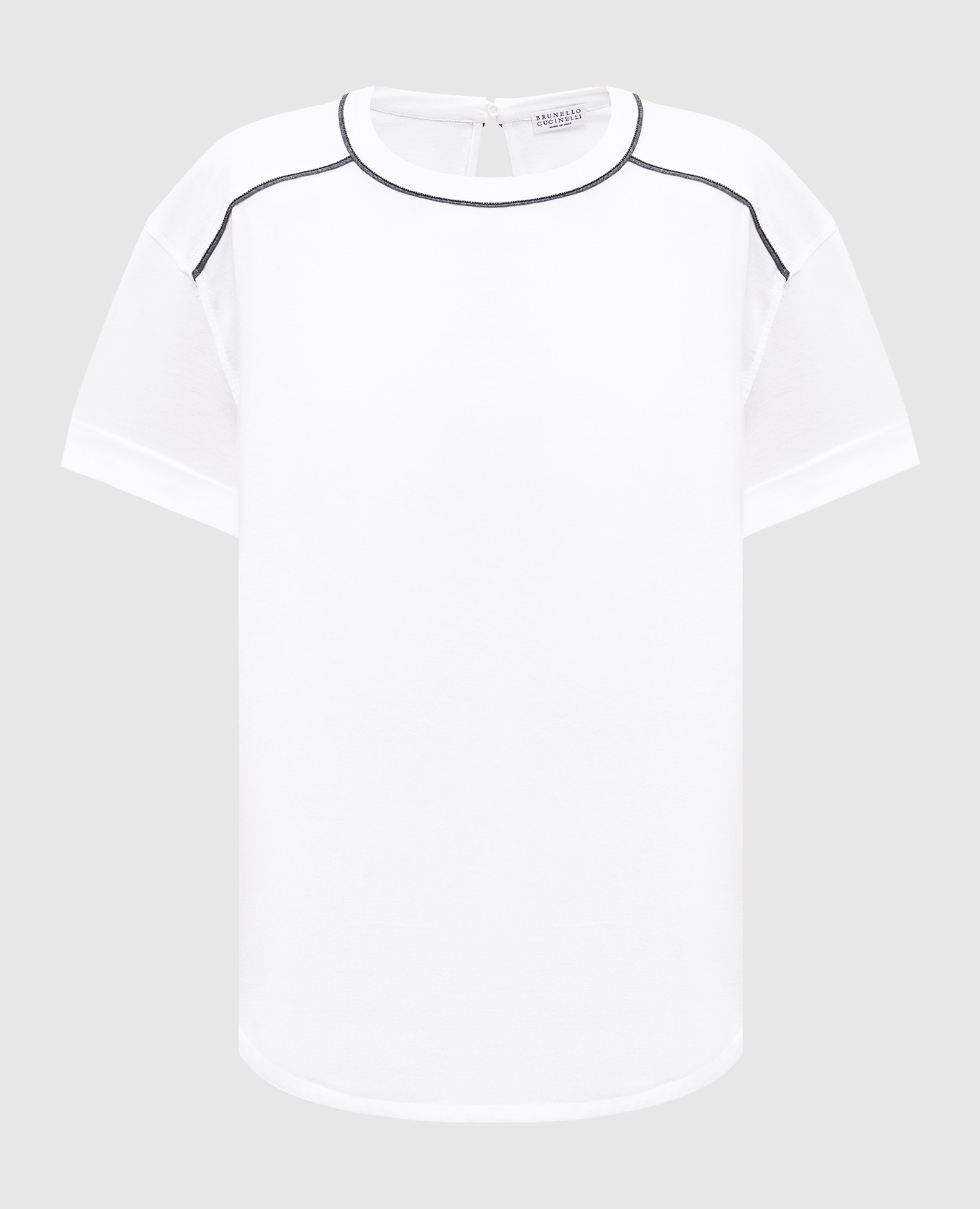 White T-shirt with monil chain and lapels Brunello Cucinelli