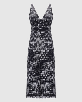 Jacob Lee Black polka dot silk midi dress WDS007SS25BW