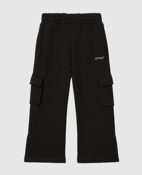 Off-White Kids' black cargo pants with logo OGCH00BS25FLE001