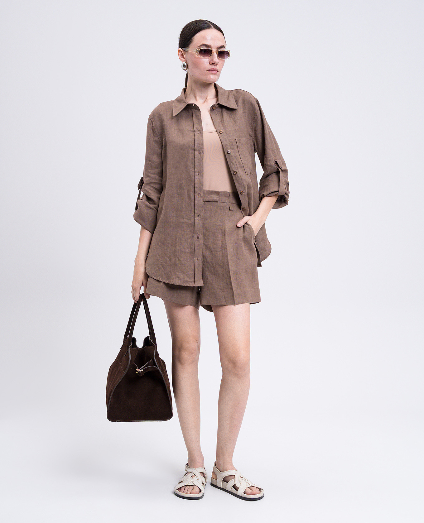 

Brown linen shorts Babe Pay Pls
