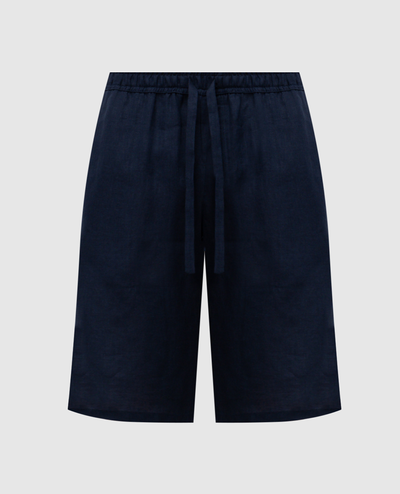 Blue linen shorts with embroidered monogram logo Dolce&Gabbana