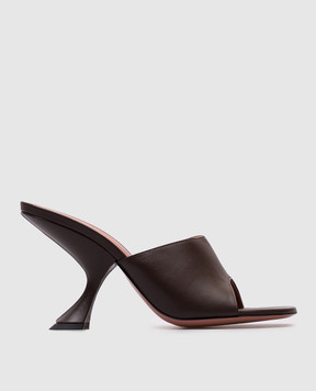 Amina Muaddi Taylor brown leather mules 14S364268TAY