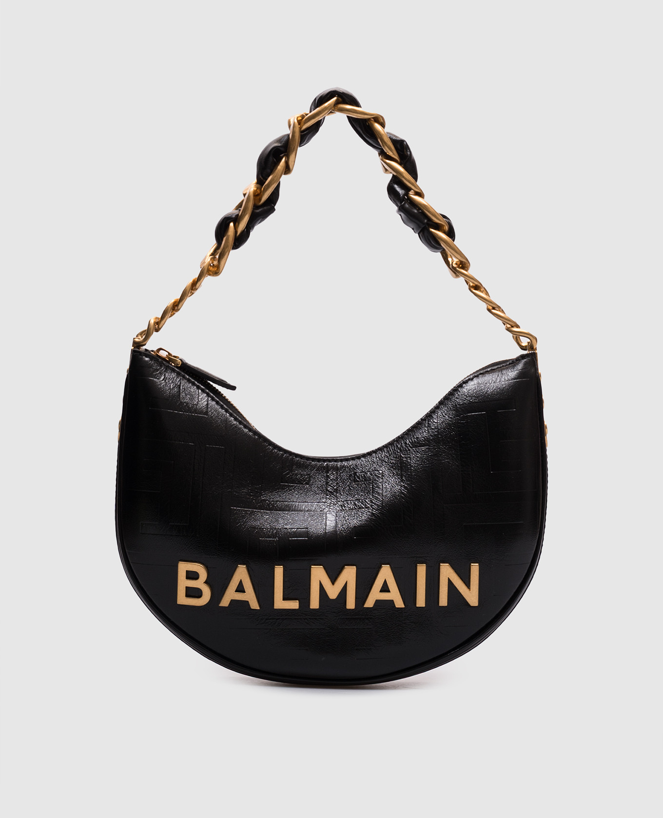 

Black leather hobo bag 1945 Balmain