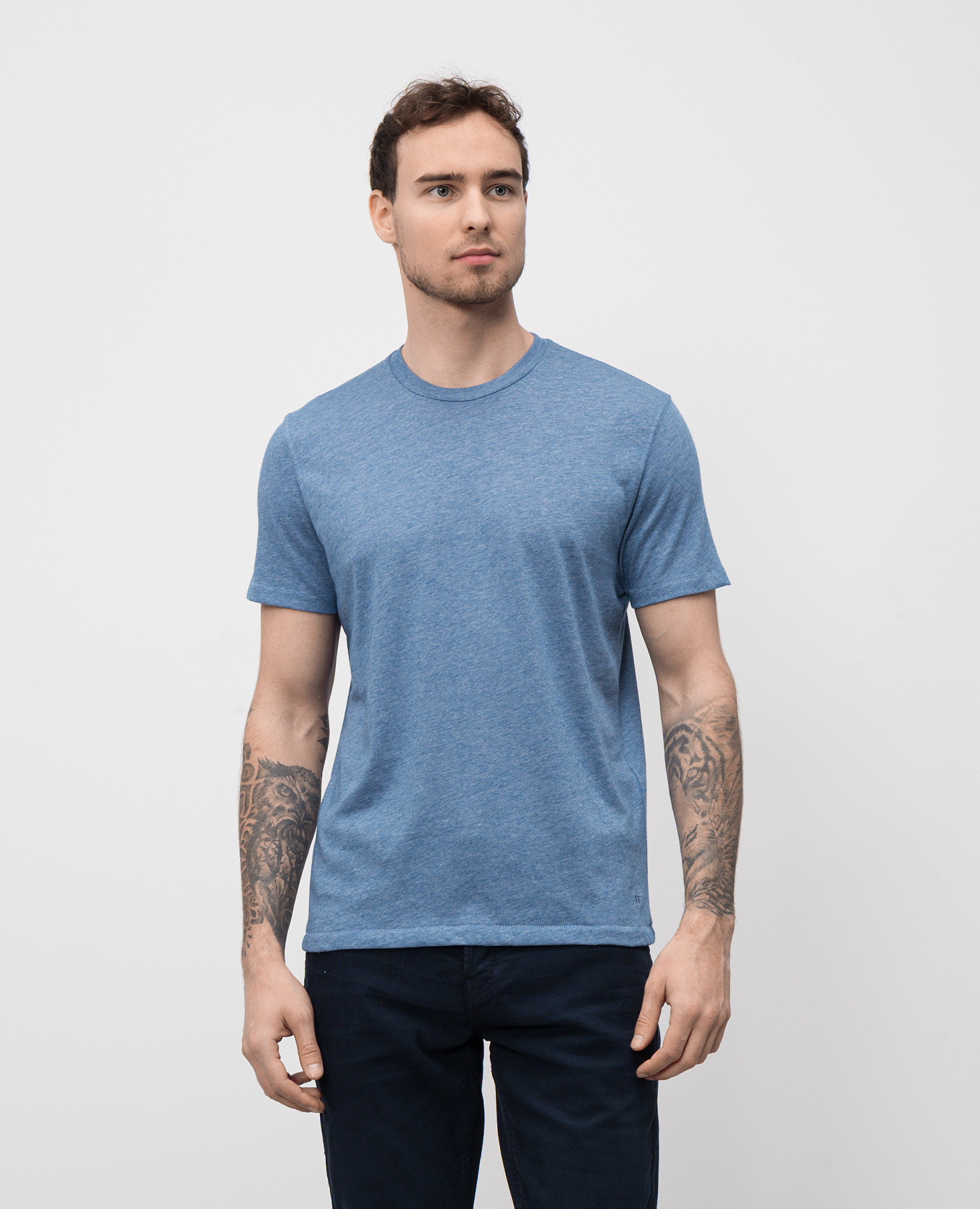 

Blue T-shirt with embroidered monogram logo Tom Ford, Light blue