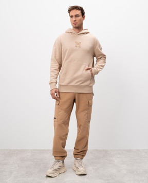 Moncler Beige hoodie with monogram logo patch J20918G00070899WC