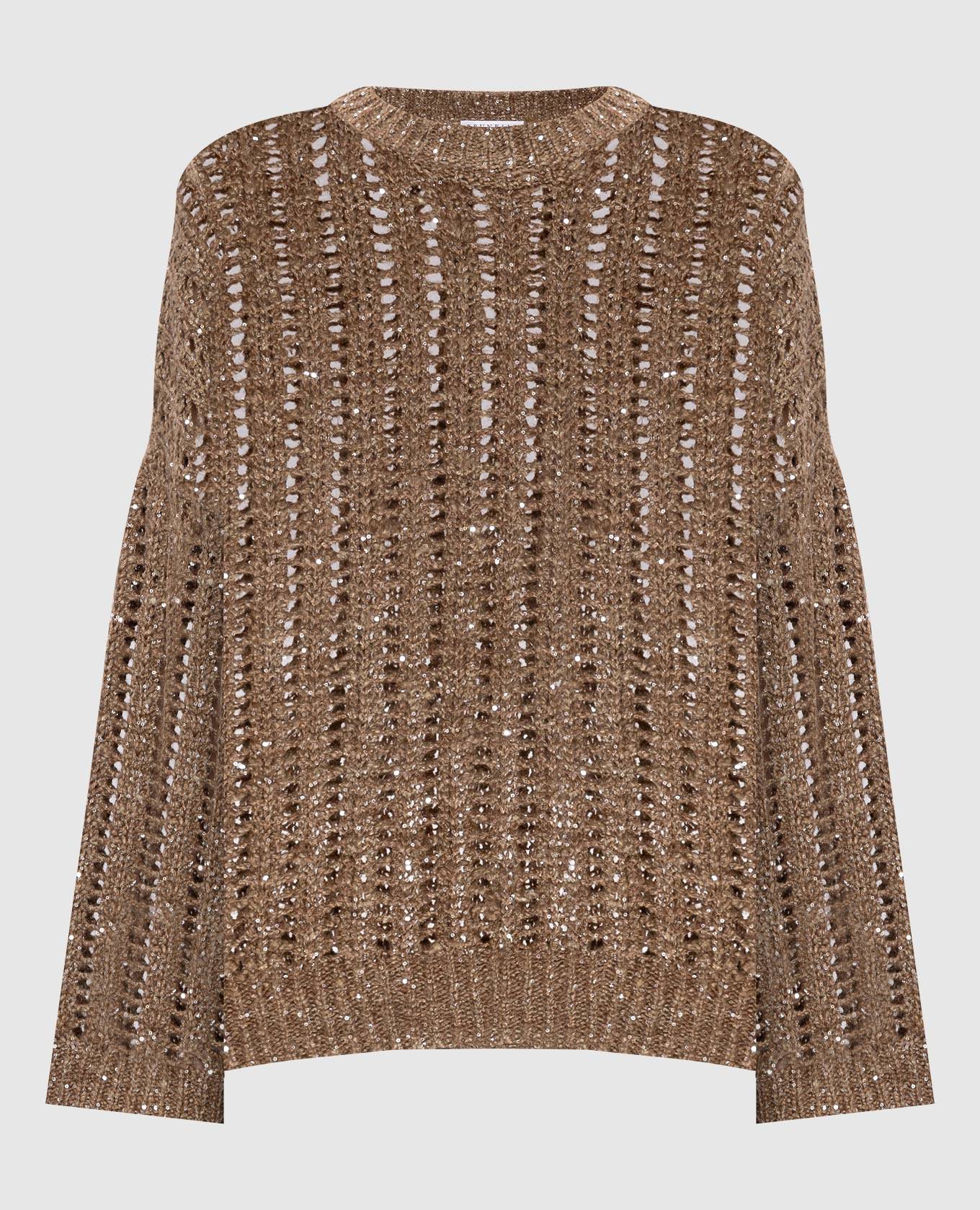 

Brown openwork sweater with silk and linen Brunello Cucinelli