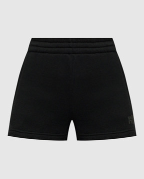 Alexander Wang Black shorts with textured logo 4CC3224349