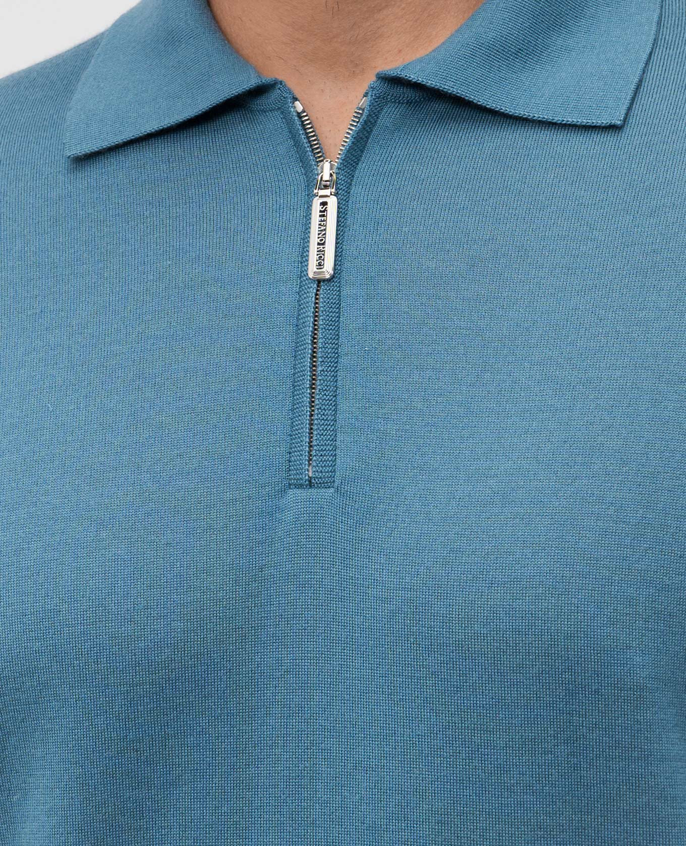 

Blue cashmere and silk polo shirt Stefano Ricci, Light blue