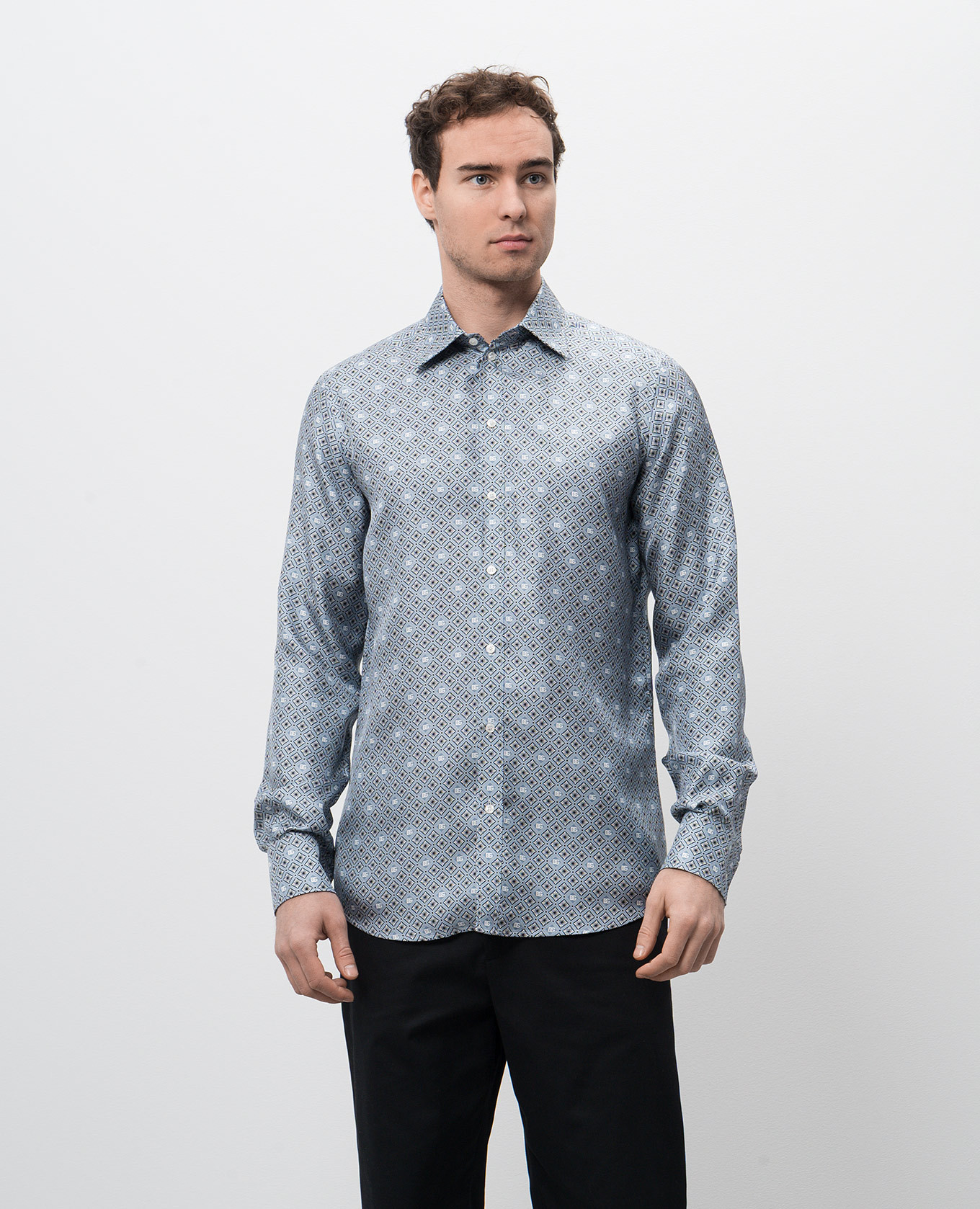 

Martini blue printed silk shirt Dolce&Gabbana, Light blue