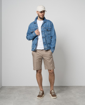 ISAIA Blue denim jacket with a distressed effect GBD001DJ123