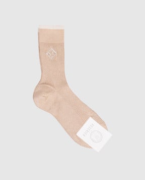 Peserico Beige socks with embroidered logo S41066C0RCC693