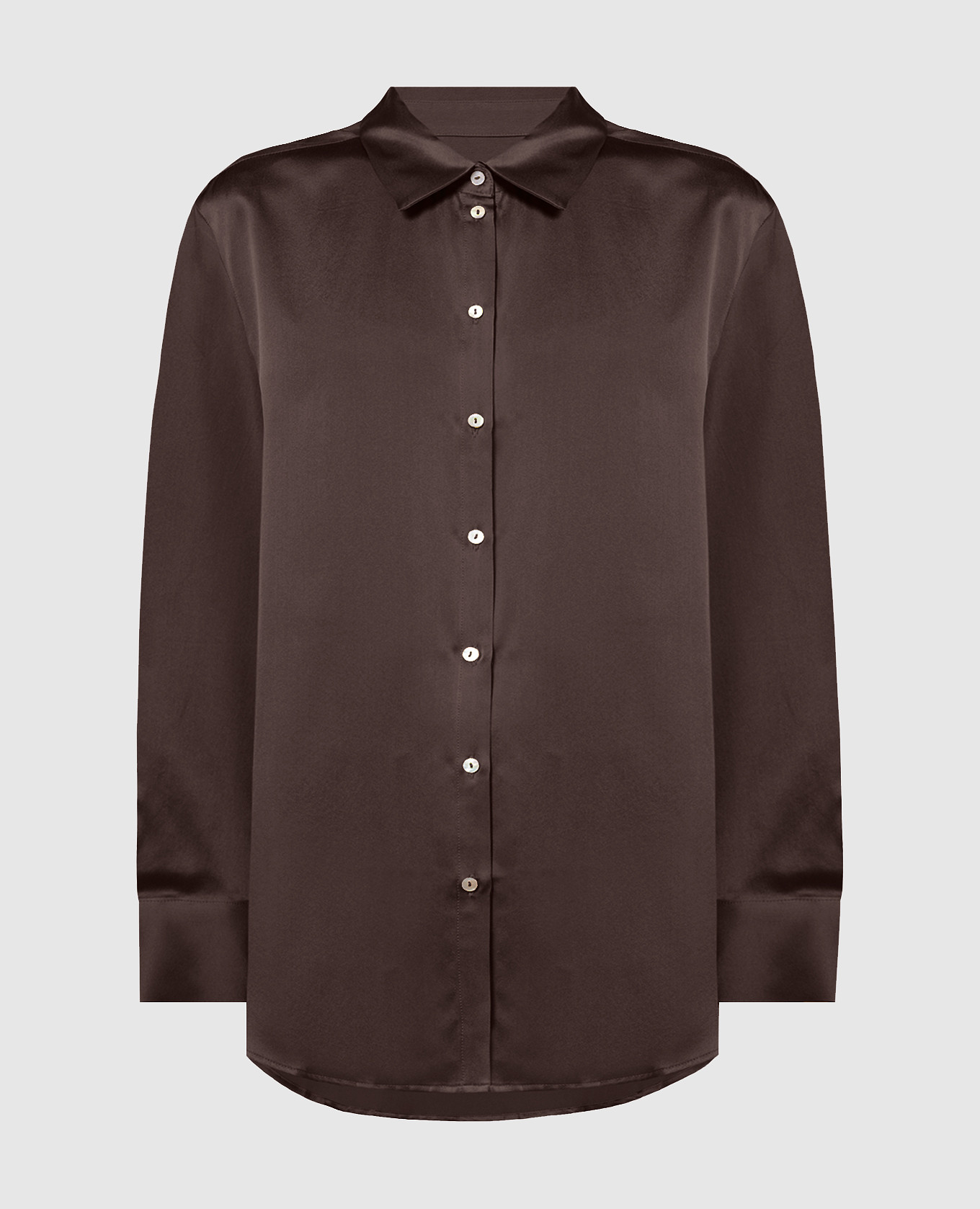 

ESPRESSO brown silk pajama shirt Asceno
