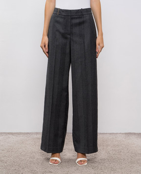 Peserico Gray wool patterned pants P0483504460